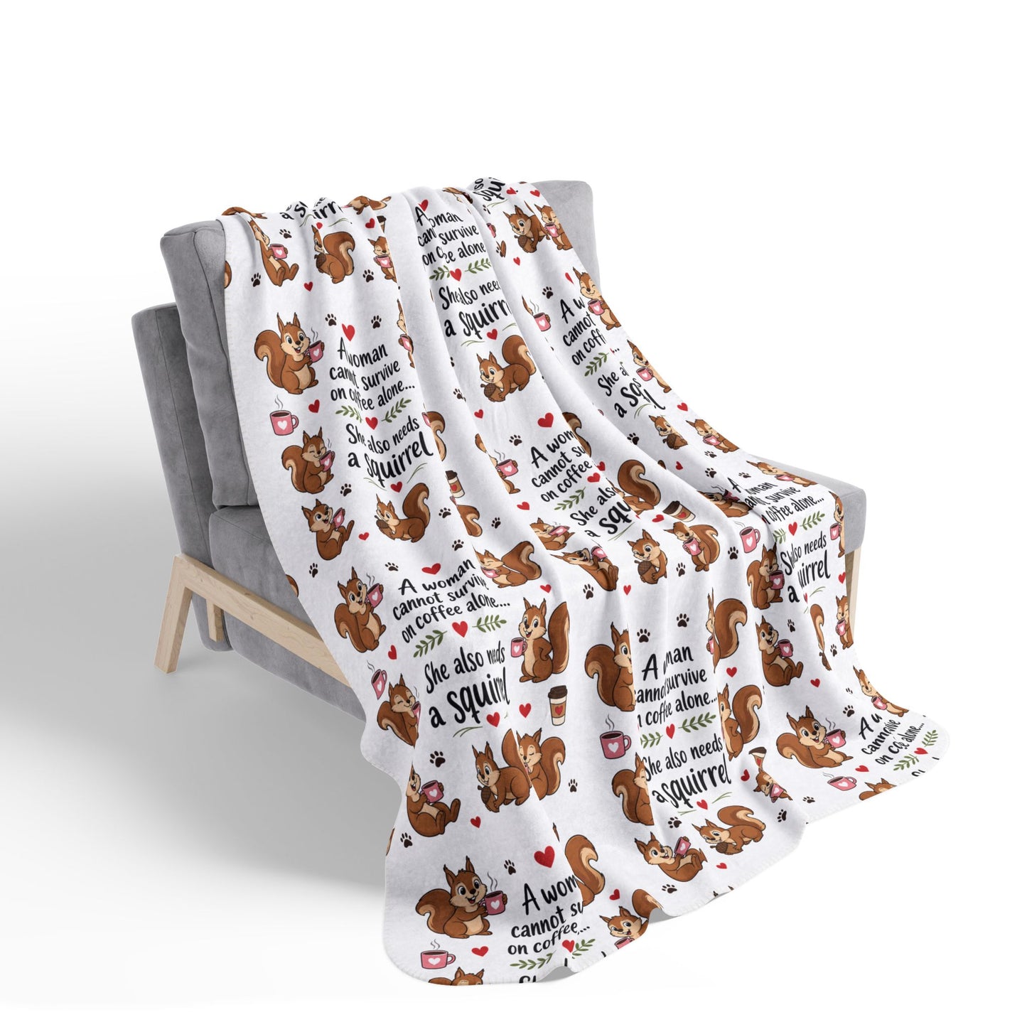Squirrel Coffee Quote Fleece Sherpa Blanket Coffee Lover Gift Friendship Gift