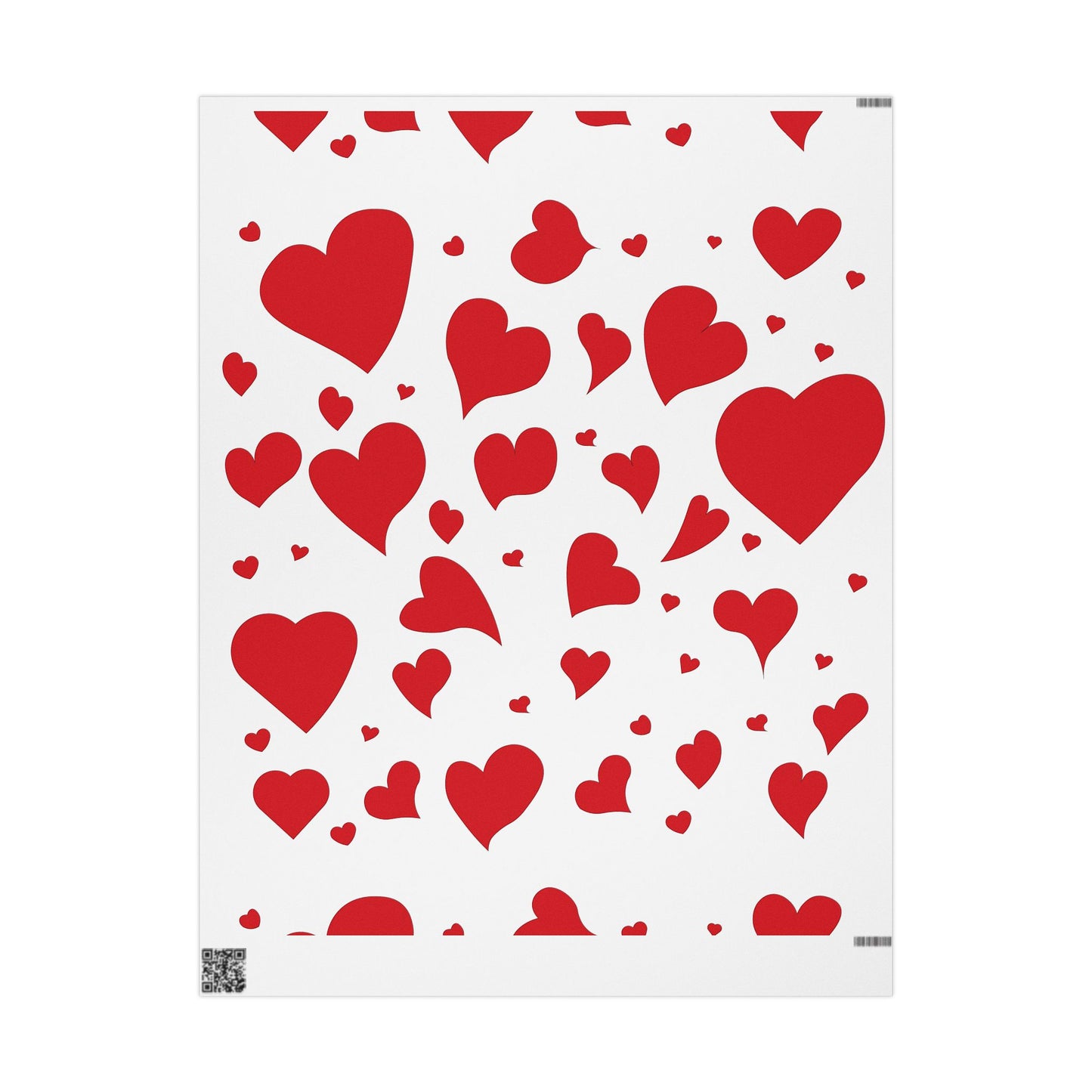 Valentine Heart Pattern Wrapping Paper Roll — Red Hearts Gift Wrap for Valentine's Day & Anniversaries