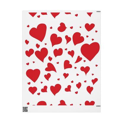 Valentine Heart Pattern Wrapping Paper Roll — Red Hearts Gift Wrap for Valentine's Day & Anniversaries