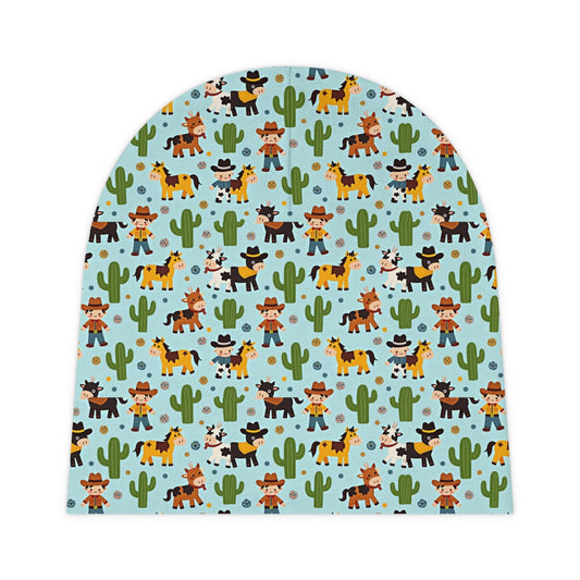 Whimsical Cowboy Baby Beanie, Cute Western Hat for Infants, Baby Shower Gift, Toddler Beanie, Nursery Decor