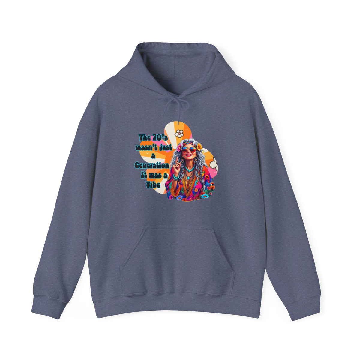 Retro Hippie Hoodie – "The 70's wasn't your generation it was mine" Colorful Boho Graphic
