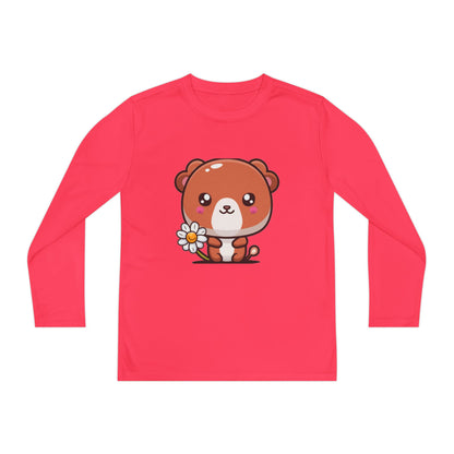 T-Shirt Cute Bear Youth Long Sleeve Competitor Tee Kids Bear Shirt Playful Tee for Boys and Girls Adorable Spring Apparel Gift
