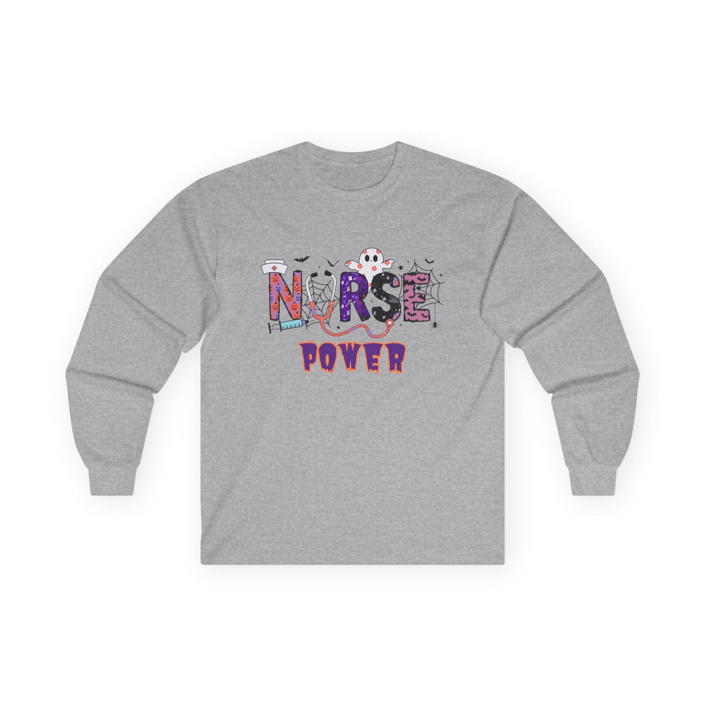 T-Shirt Nurse Power Long Sleeve Tee Unisex Shirt for Nurses Gift for Healthcare Workers Medical Appreciation Everyday Casual Wear