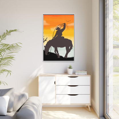 Framed Cowboy Rodeo Art Print Canvas Wall Decor Western Home Decor Rustic Cowboy Gift Equestrian Wall Art Country Themed Art Housewarming Gift