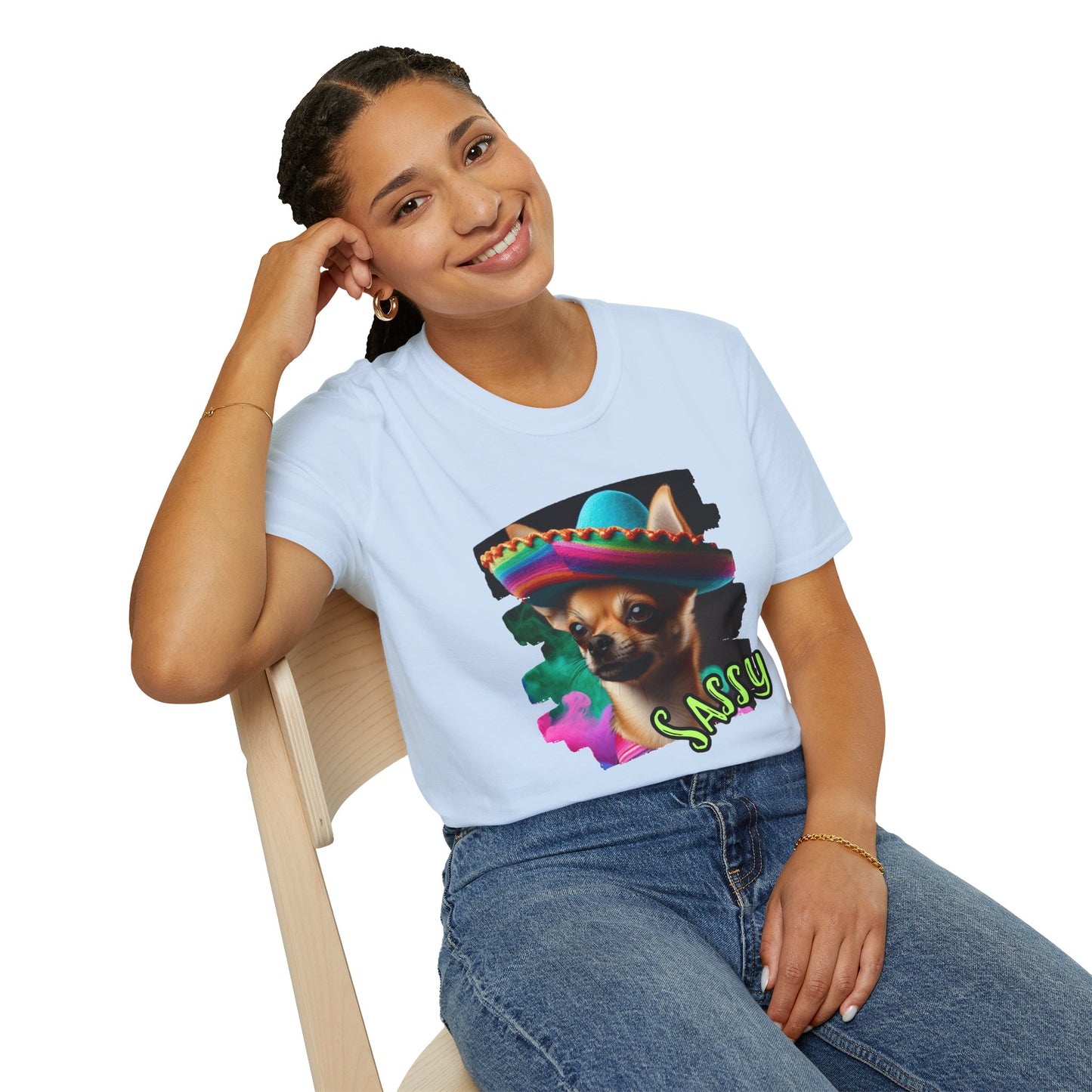 Sassy Chihuahua in Sombrero T-Shirt - Cute Mexican Dog Graphic Tee