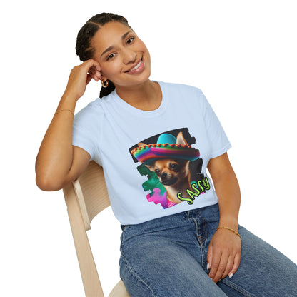 Sassy Chihuahua in Sombrero T-Shirt - Cute Mexican Dog Graphic Tee