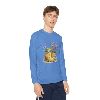 Youth Long Sleeve Tee — Froggy Garden Boots Illustration