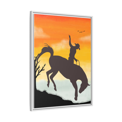 Framed Cowboy Sunset Canvas Art Equestrian Decor Farmhouse Wall Art Rustic Home Decoration Gift for Horse Lovers Rodeo Decor Housewarming Gift