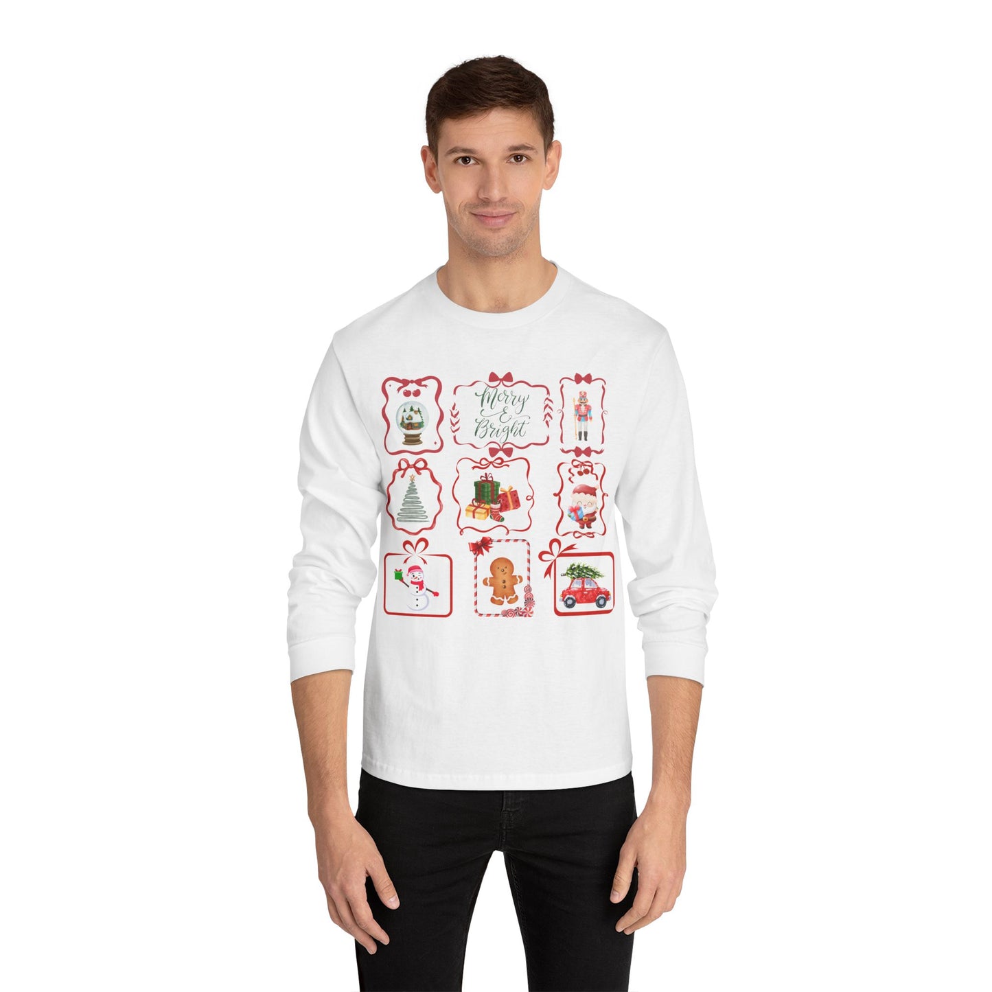 T-Shirt Festive Unisex Long Sleeve Shirt Holiday Christmas Apparel Winter Merchandise Gift for Him/Her Casual Layering Top