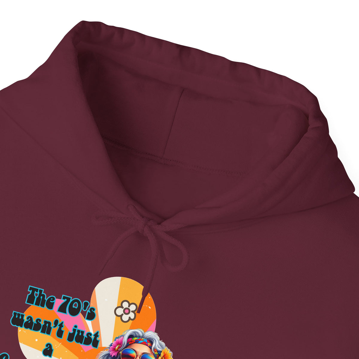Retro Hippie Hoodie – "The 70's wasn't your generation it was mine" Colorful Boho Graphic