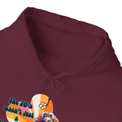 Retro Hippie Hoodie – "The 70's wasn't your generation it was mine" Colorful Boho Graphic