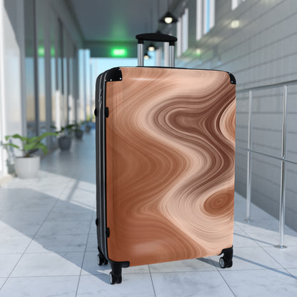 Marbled Copper Carry-On Suitcase — Stylish Swirl Travel Luggage
