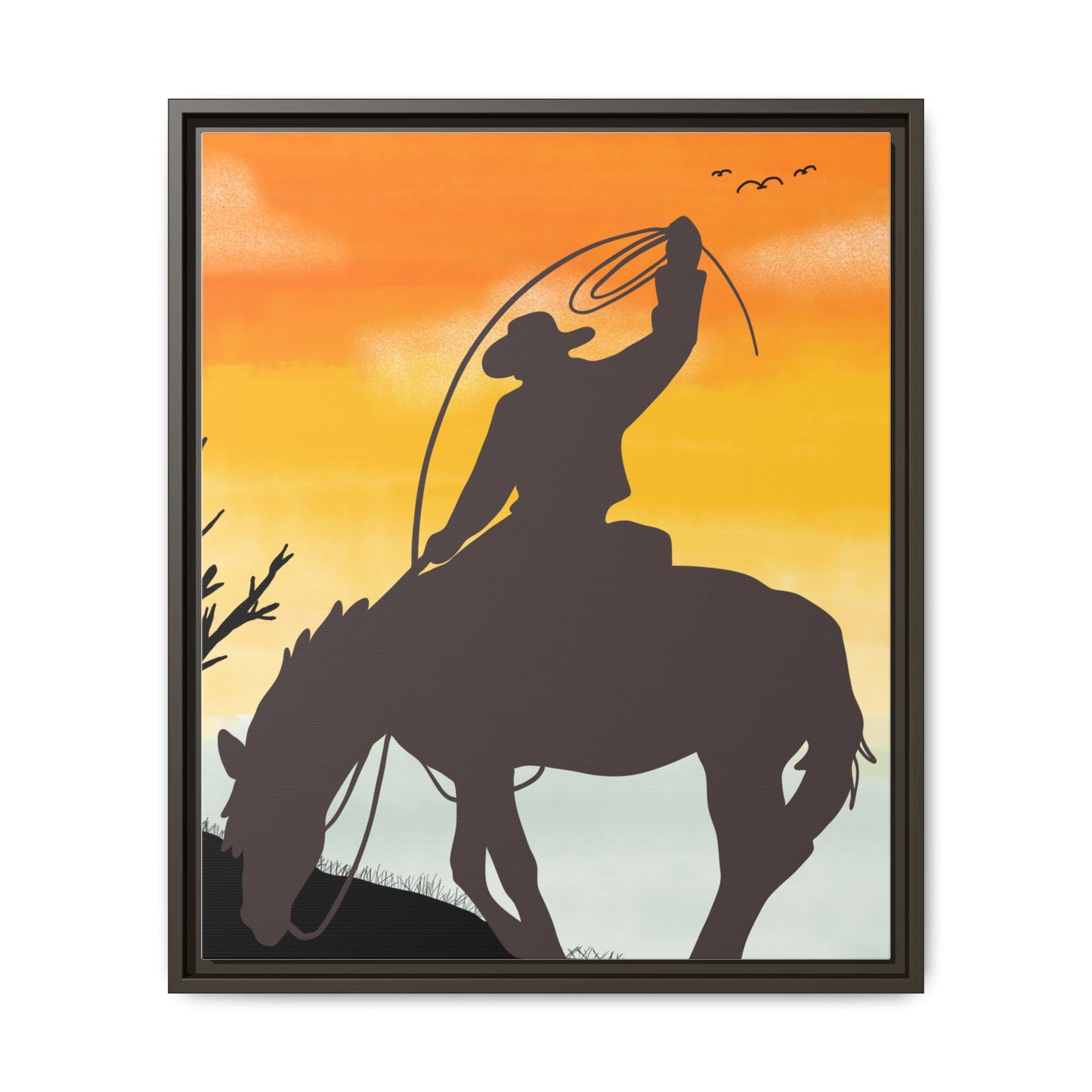 Framed Cowboy Rodeo Art Print Canvas Wall Decor Western Home Decor Rustic Cowboy Gift Equestrian Wall Art Country Themed Art Housewarming Gift
