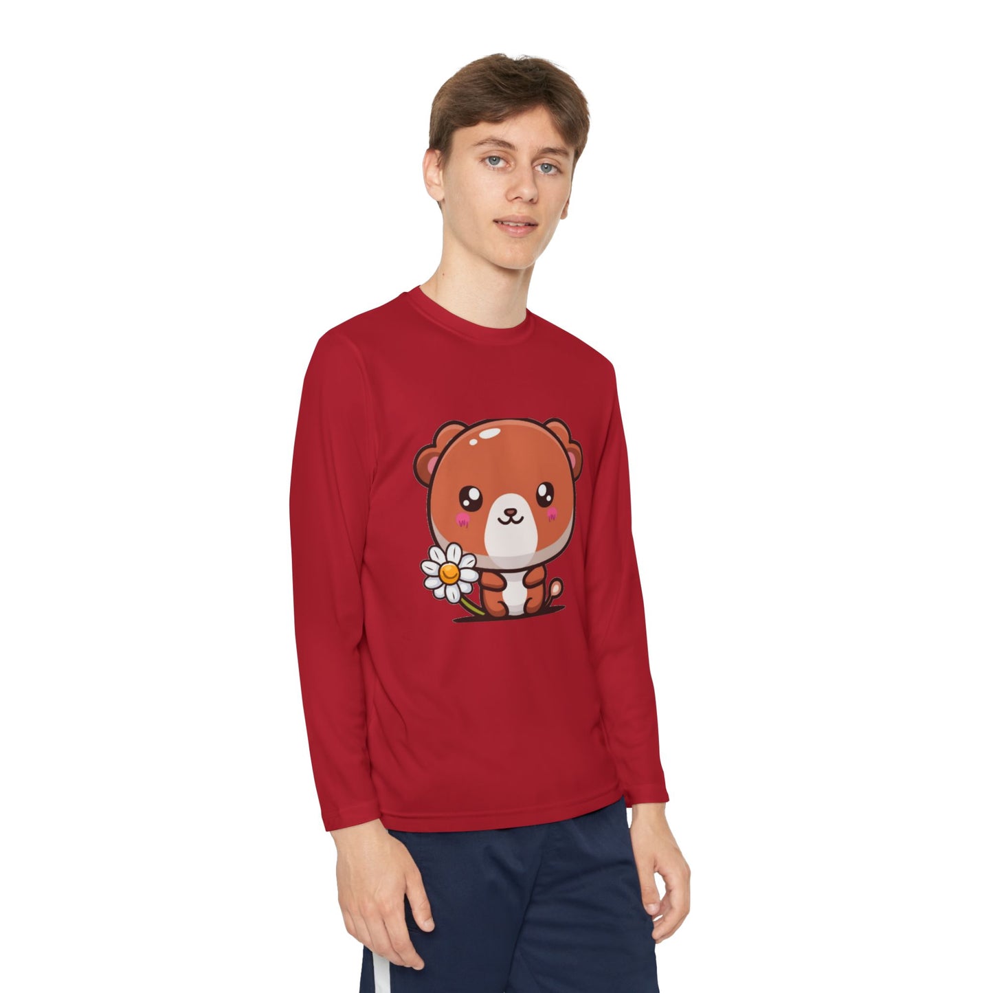 T-Shirt Cute Bear Youth Long Sleeve Competitor Tee Kids Bear Shirt Playful Tee for Boys and Girls Adorable Spring Apparel Gift