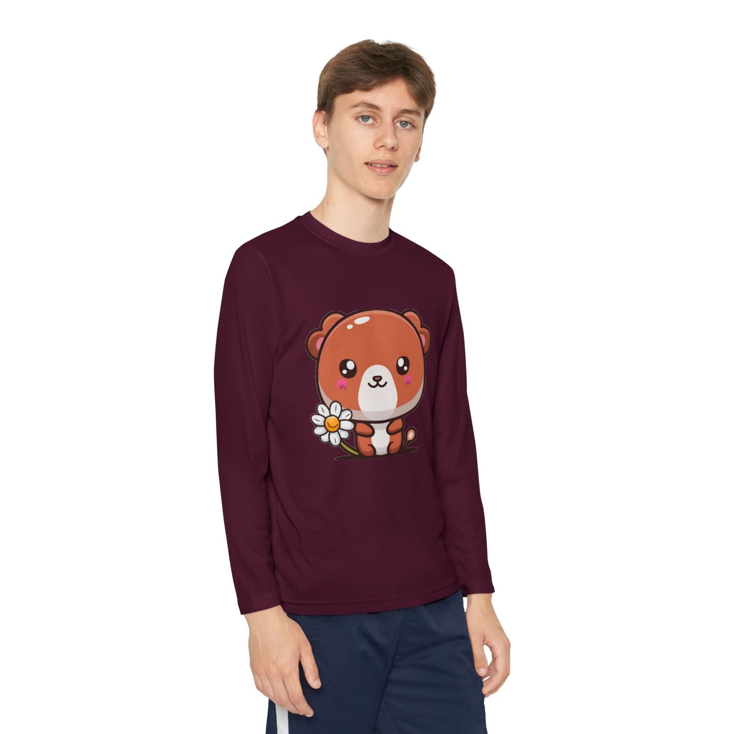 T-Shirt Cute Bear Youth Long Sleeve Competitor Tee Kids Bear Shirt Playful Tee for Boys and Girls Adorable Spring Apparel Gift