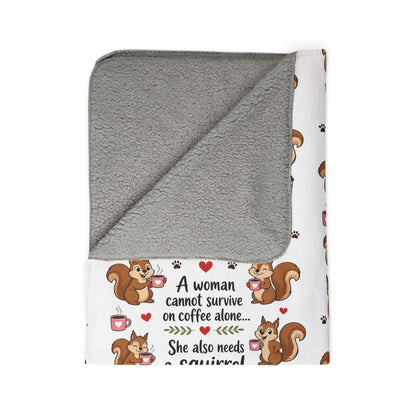 Squirrel Coffee Quote Fleece Sherpa Blanket Coffee Lover Gift Friendship Gift