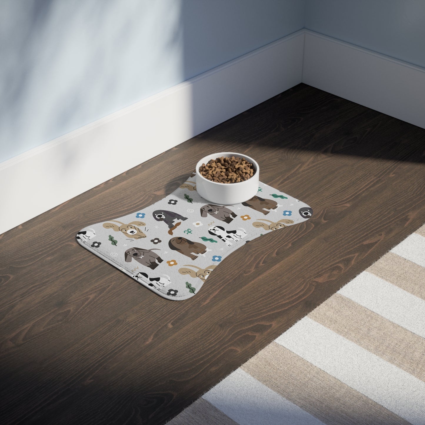 Pet Food Mat Cute Feeding Mat Pet Decor Animal Lover Gift Dog Themed Pet Supplies Bone Shape Food Mat None Slip Floor Protection