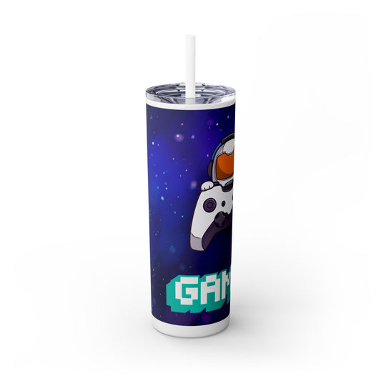Tumbler Travel Cup Personalized Gamer Skinny Tumbler with Straw - 20oz - Cool Space Design