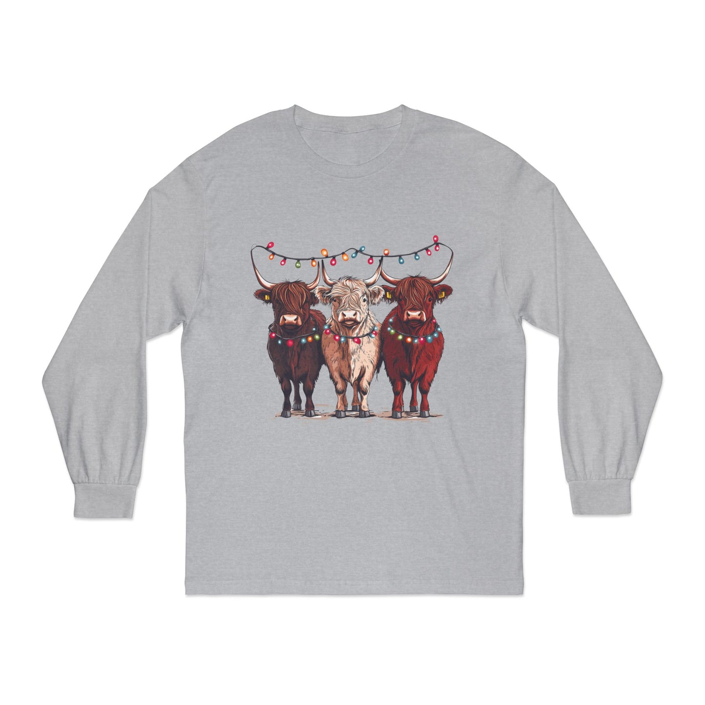 T-Shirt Unisex Classic Long Sleeve Cute Christmas Cows Gift For Anyone Holiday Attire Seasonal Fun
