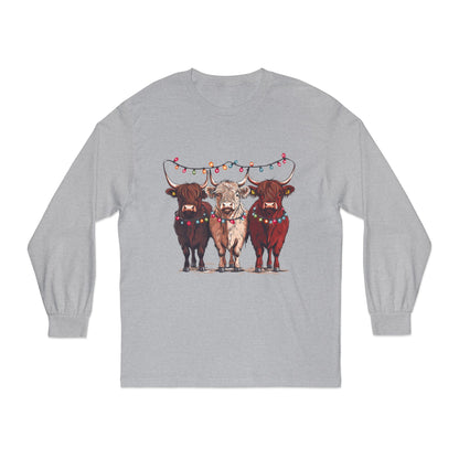 T-Shirt Unisex Classic Long Sleeve Cute Christmas Cows Gift For Anyone Holiday Attire Seasonal Fun