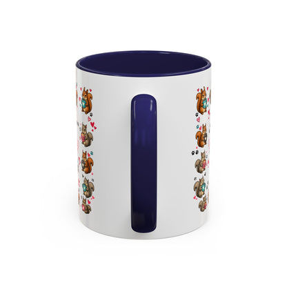 Accent Coffee Mug — "A Girl Can't Survive on Coffee Alone" Cute Squirrel Faith Mug