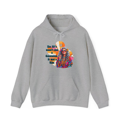 Retro Hippie Hoodie – "The 70's wasn't your generation it was mine" Colorful Boho Graphic