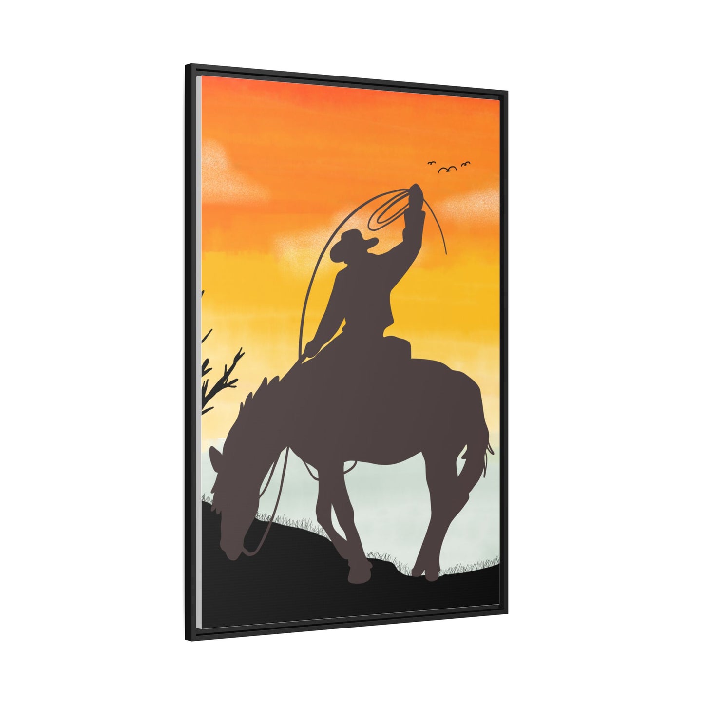 Framed Cowboy Rodeo Art Print Canvas Wall Decor Western Home Decor Rustic Cowboy Gift Equestrian Wall Art Country Themed Art Housewarming Gift