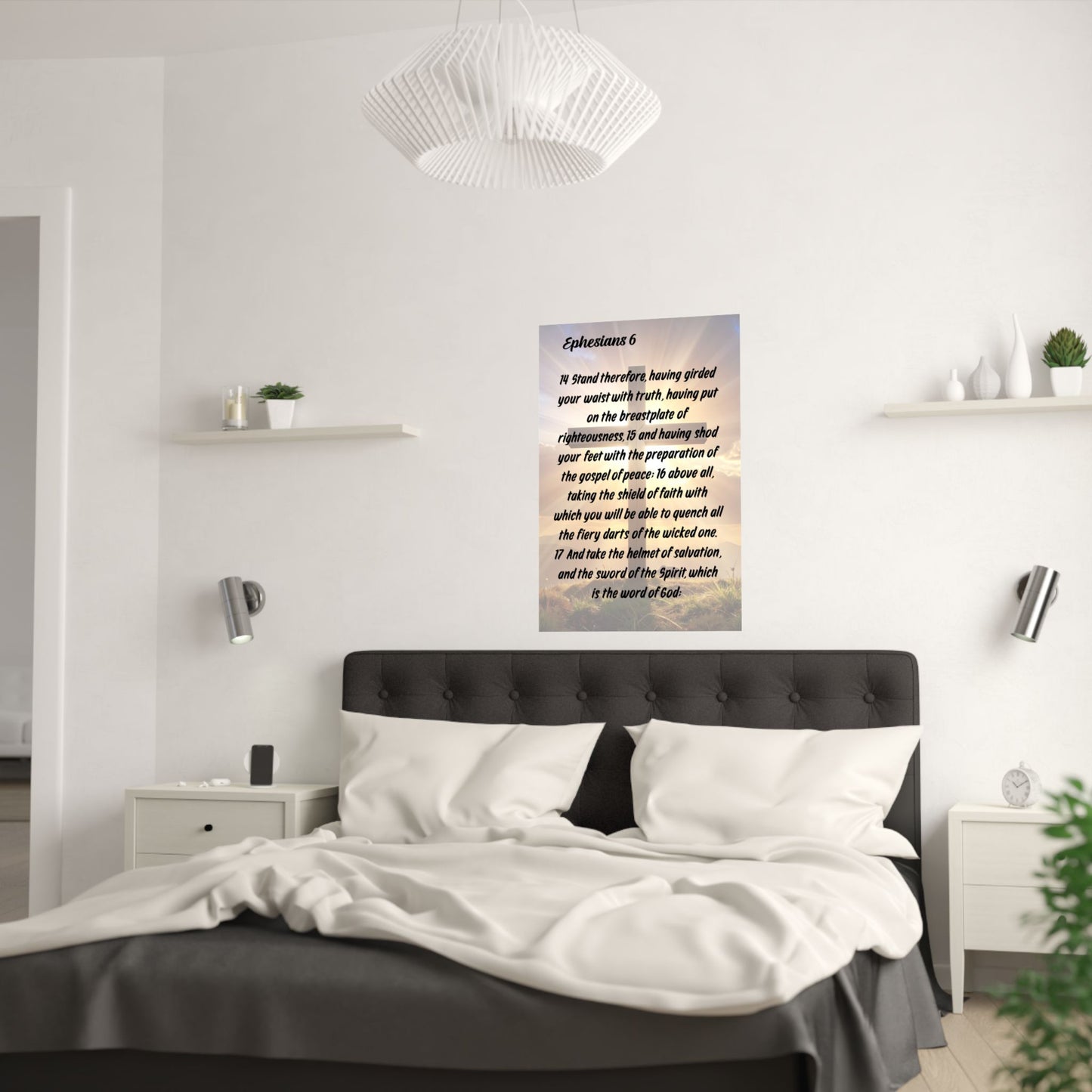 Ephesians 6 Scripture Satin Poster – Armor of God Inspirational Wall Art