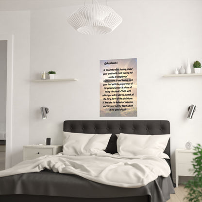 Ephesians 6 Scripture Satin Poster – Armor of God Inspirational Wall Art