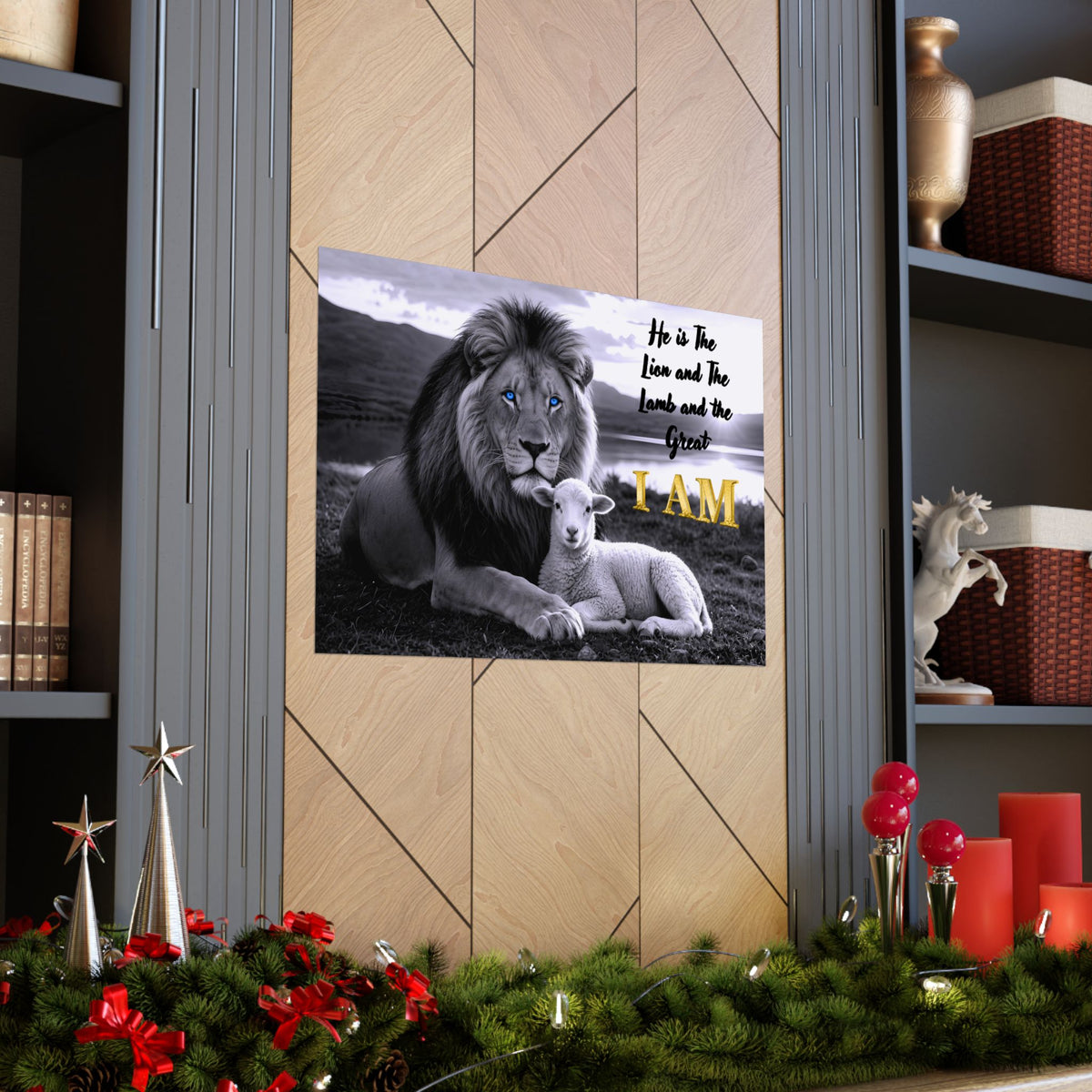Matte Poster — "I AM" Lion and Lamb Christian Wall Art