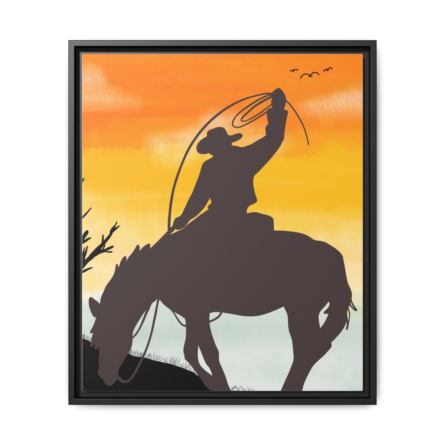 Framed Cowboy Rodeo Art Print Canvas Wall Decor Western Home Decor Rustic Cowboy Gift Equestrian Wall Art Country Themed Art Housewarming Gift