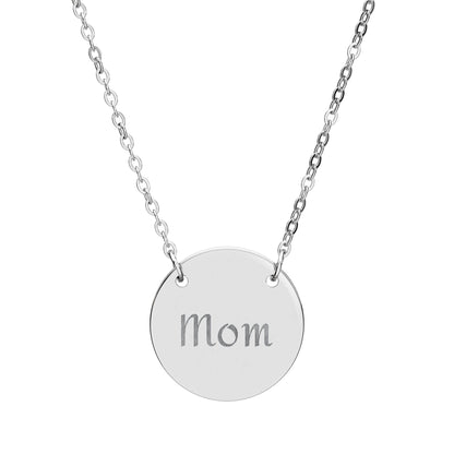 Personalized Mom Circle Necklace - Engraved Gift for Mother's Day