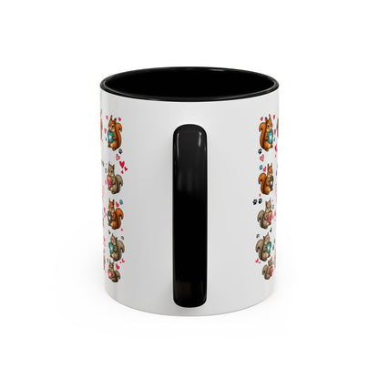 Accent Coffee Mug — "A Girl Can't Survive on Coffee Alone" Cute Squirrel Faith Mug
