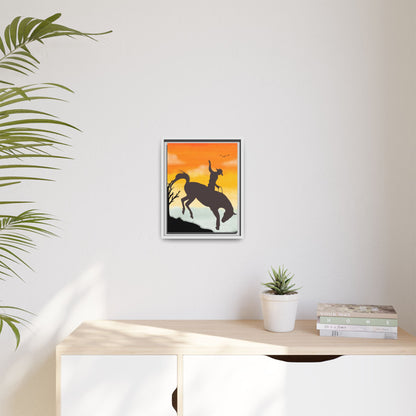Framed Cowboy Sunset Canvas Art Equestrian Decor Farmhouse Wall Art Rustic Home Decoration Gift for Horse Lovers Rodeo Decor Housewarming Gift