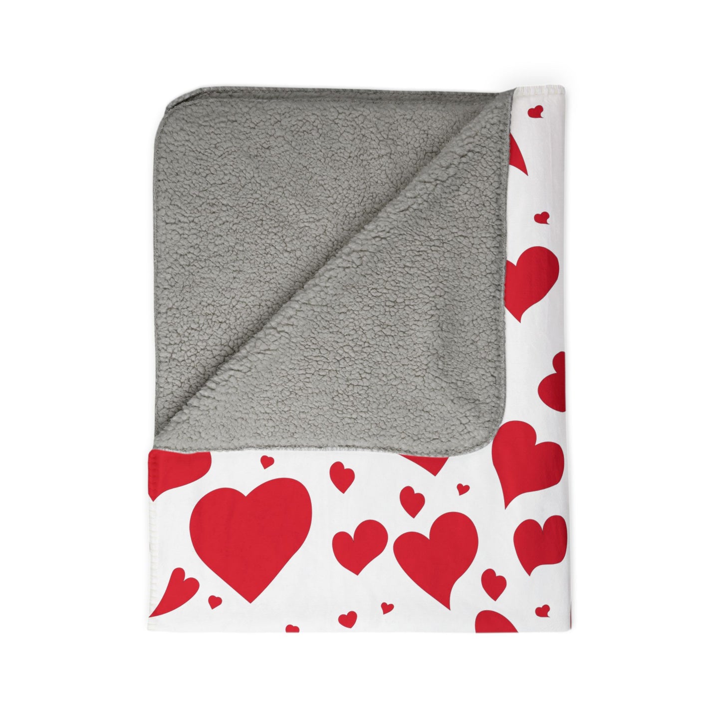 Valentine Heart Fleece Sherpa Blanket — Cozy Red Heart Throw for Romantic Gifts