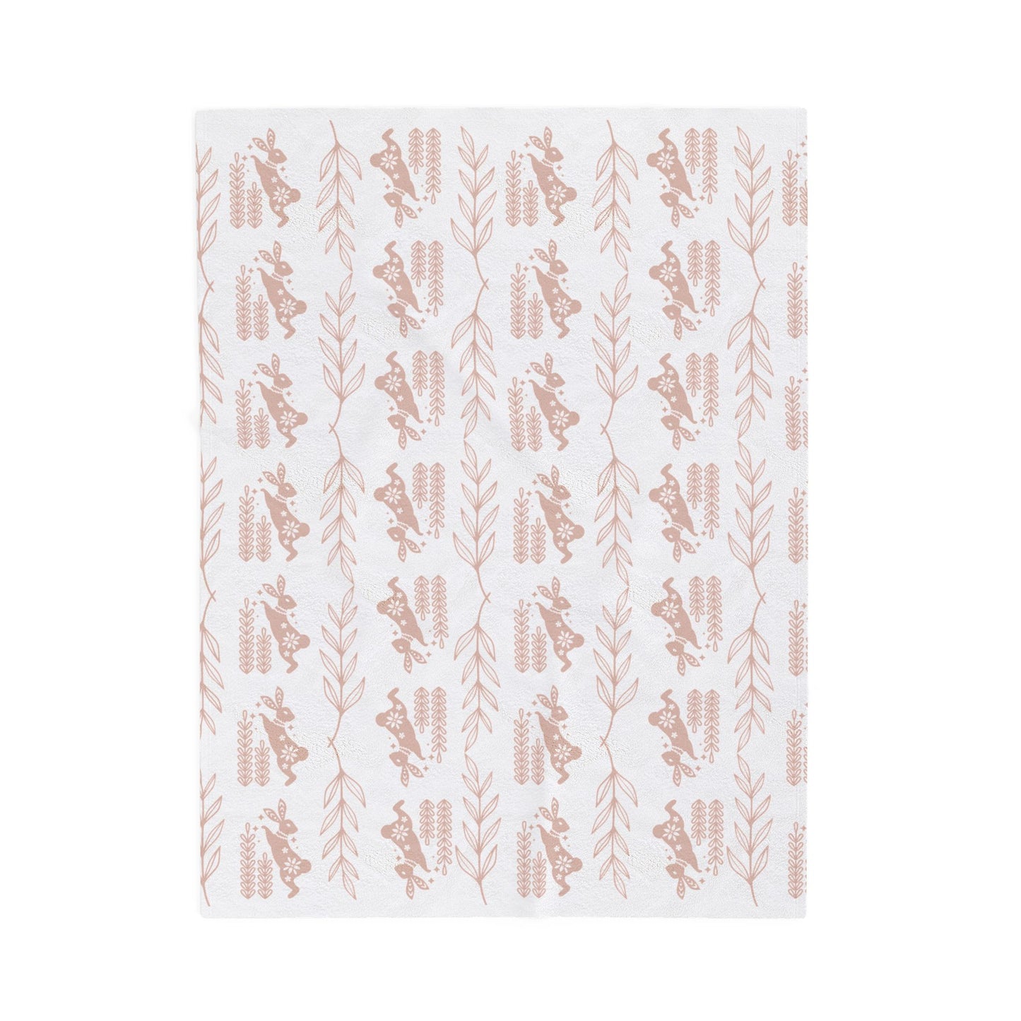 Velveteen Plush Blanket – Soft Pink Floral Deer Pattern Throw