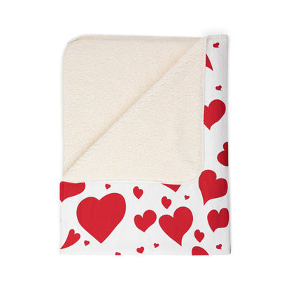 Valentine Heart Fleece Sherpa Blanket — Cozy Red Heart Throw for Romantic Gifts
