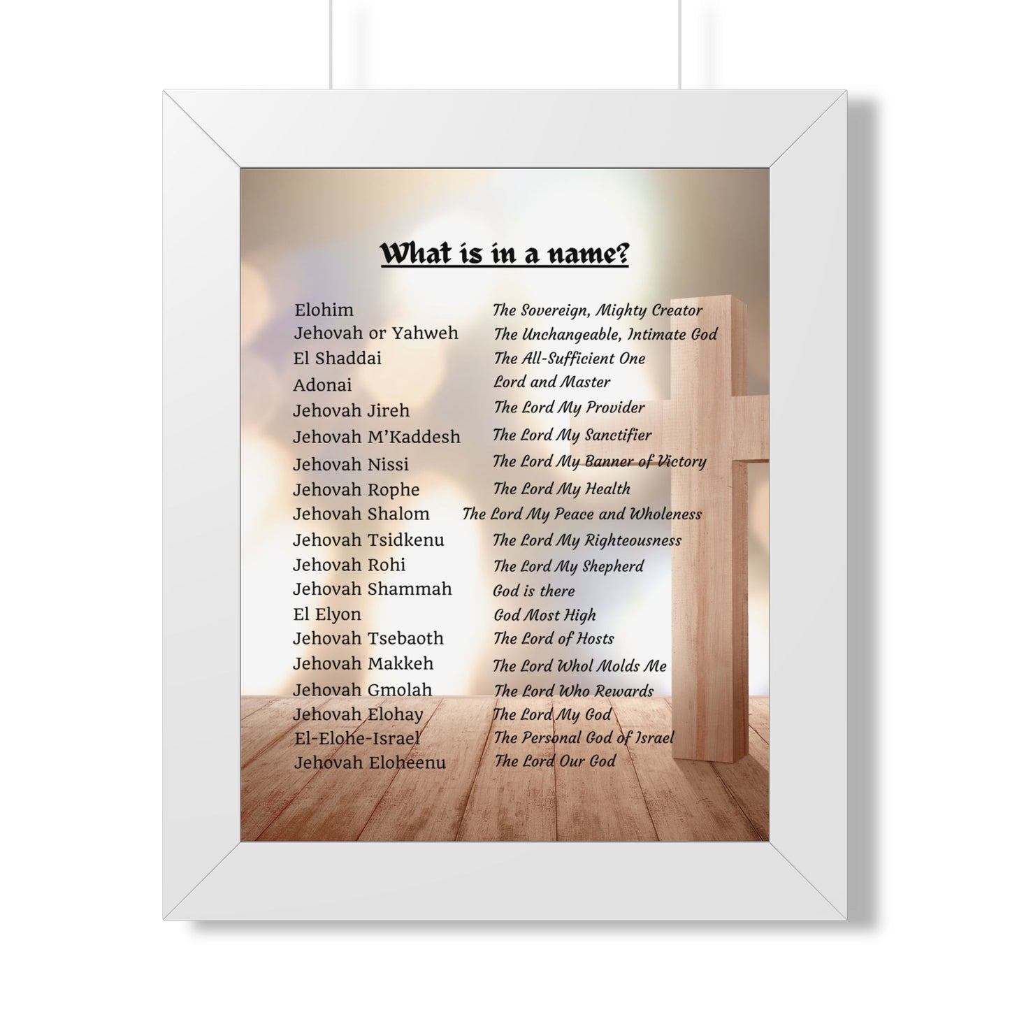 Framed Name Poster Inspirational Wall Art Spiritual Gift Home Decor Unique Name Meaning Print Personalized Artwork Christian