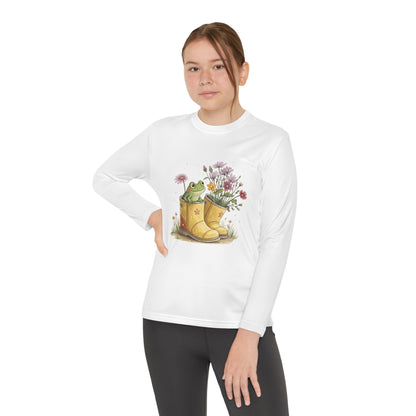Youth Long Sleeve Tee — Froggy Garden Boots Illustration