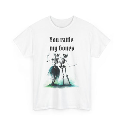 T-Shirt Skeleton Dance Tee  You Rattle My Bones Halloween Shirt Unisex Graphic Tee Cute Skeleton Costume Spooky Season Apparel