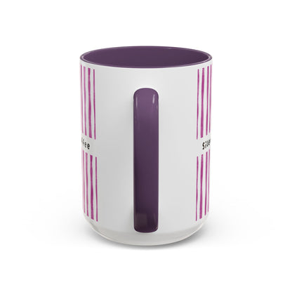 Coffee Mug — "Silence I Need Coffee" Pink Striped Accent Mug (11/15 oz)
