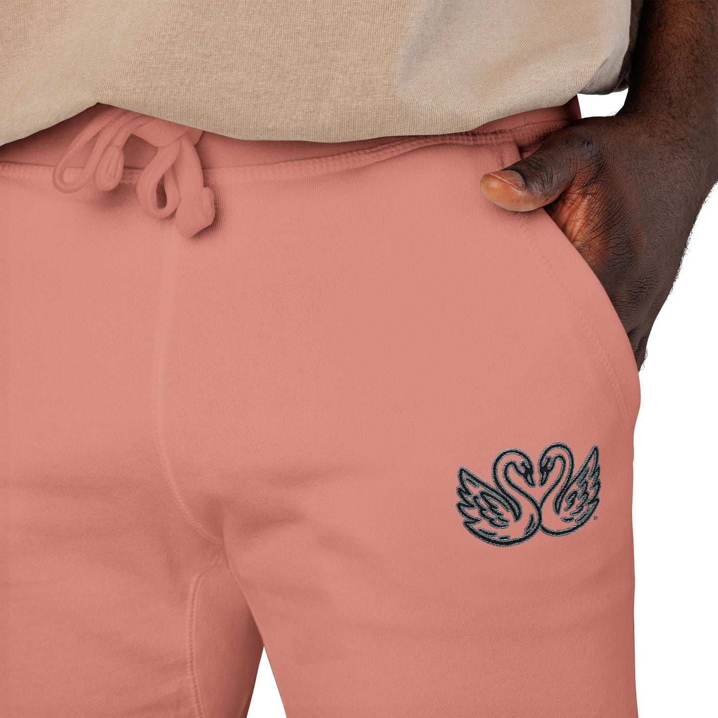 Embroidered Unisex Fleece Sweatpants - Cozy Comfort in Blush Pink