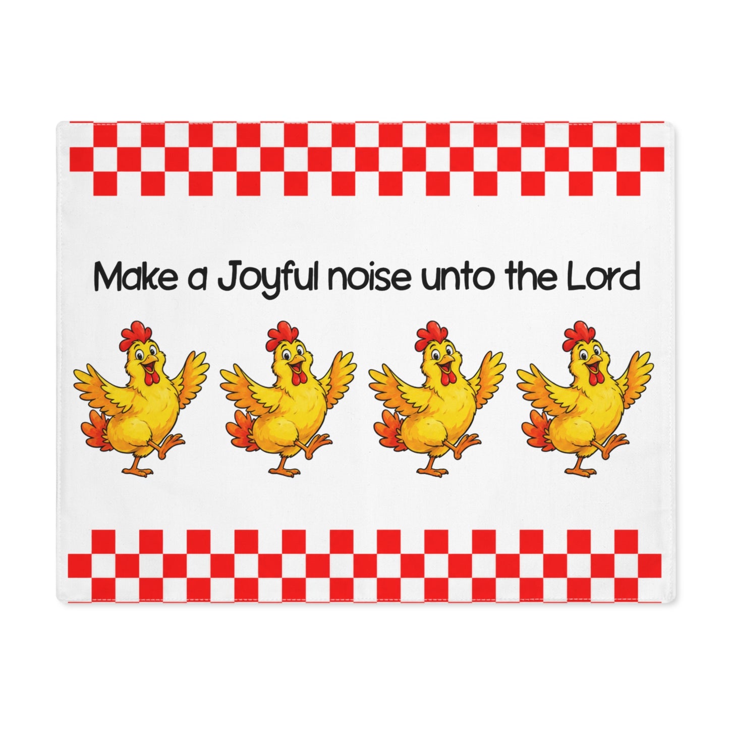 Make a Joyful Noise Placemat — Chickens & Red Checker Kitchen Table Decor