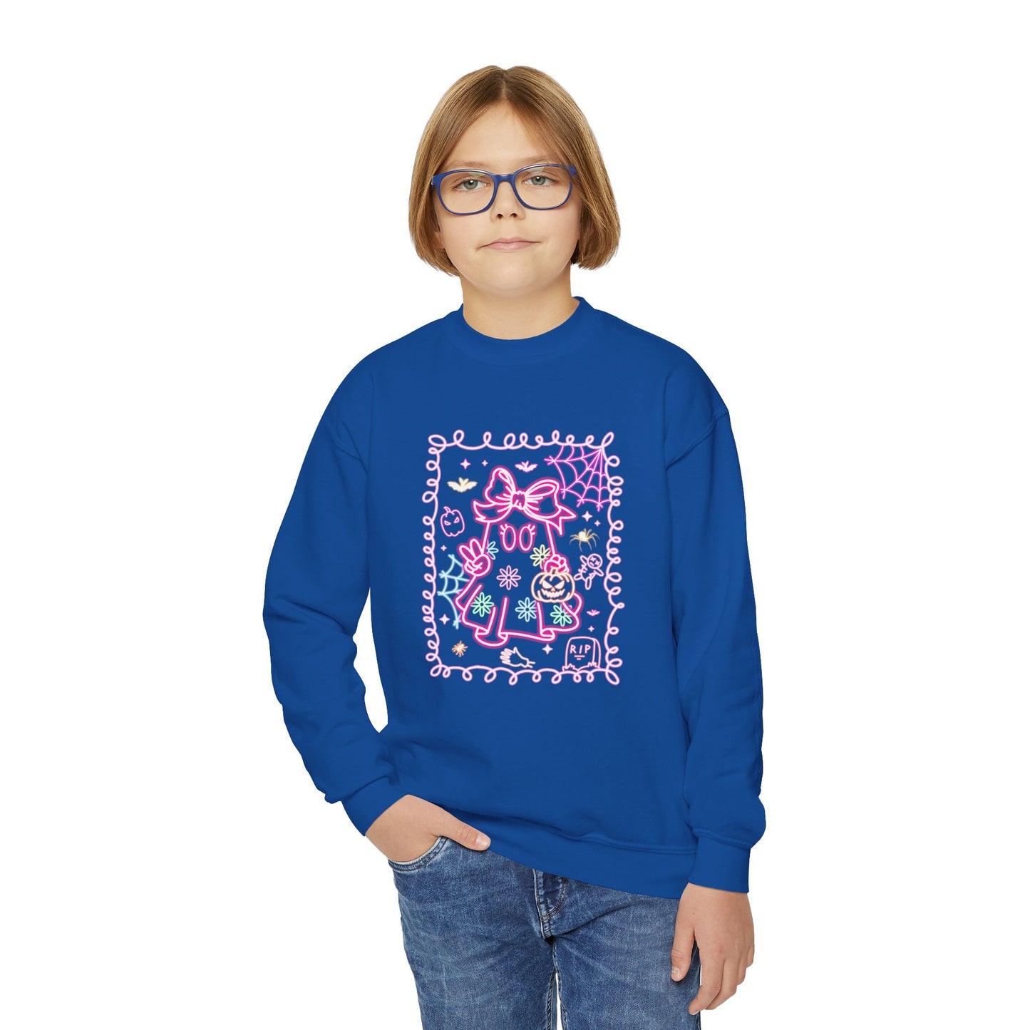 Sweatshirt Youth Crewneck Sweatshirt Cute Pastel Floral Design Cozy Gift for Kids Perfect for Birthdays Spring and Everyday Wear