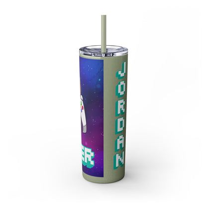 Tumbler Travel Cup Personalized Gamer Skinny Tumbler with Straw - 20oz - Cool Space Design