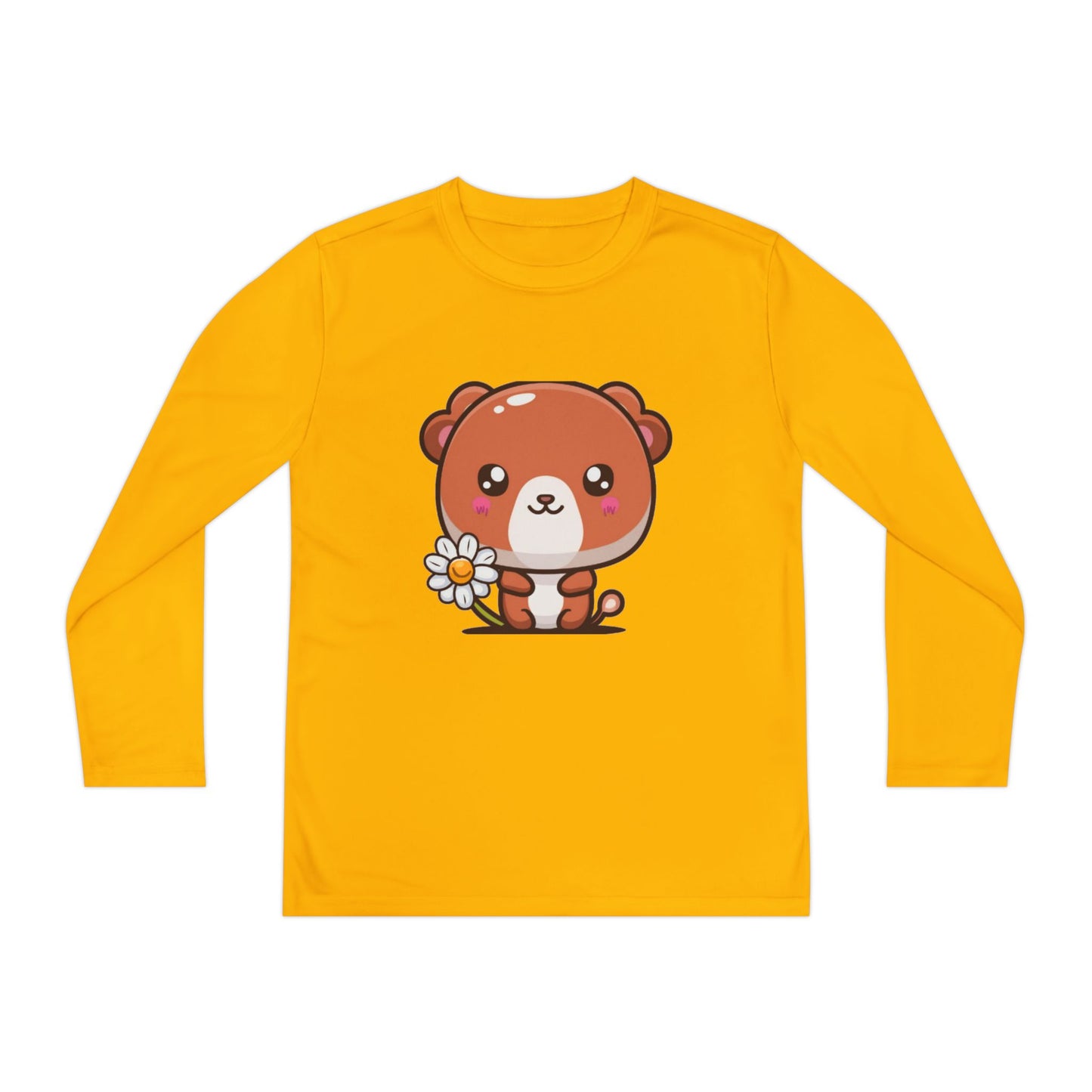 T-Shirt Cute Bear Youth Long Sleeve Competitor Tee Kids Bear Shirt Playful Tee for Boys and Girls Adorable Spring Apparel Gift
