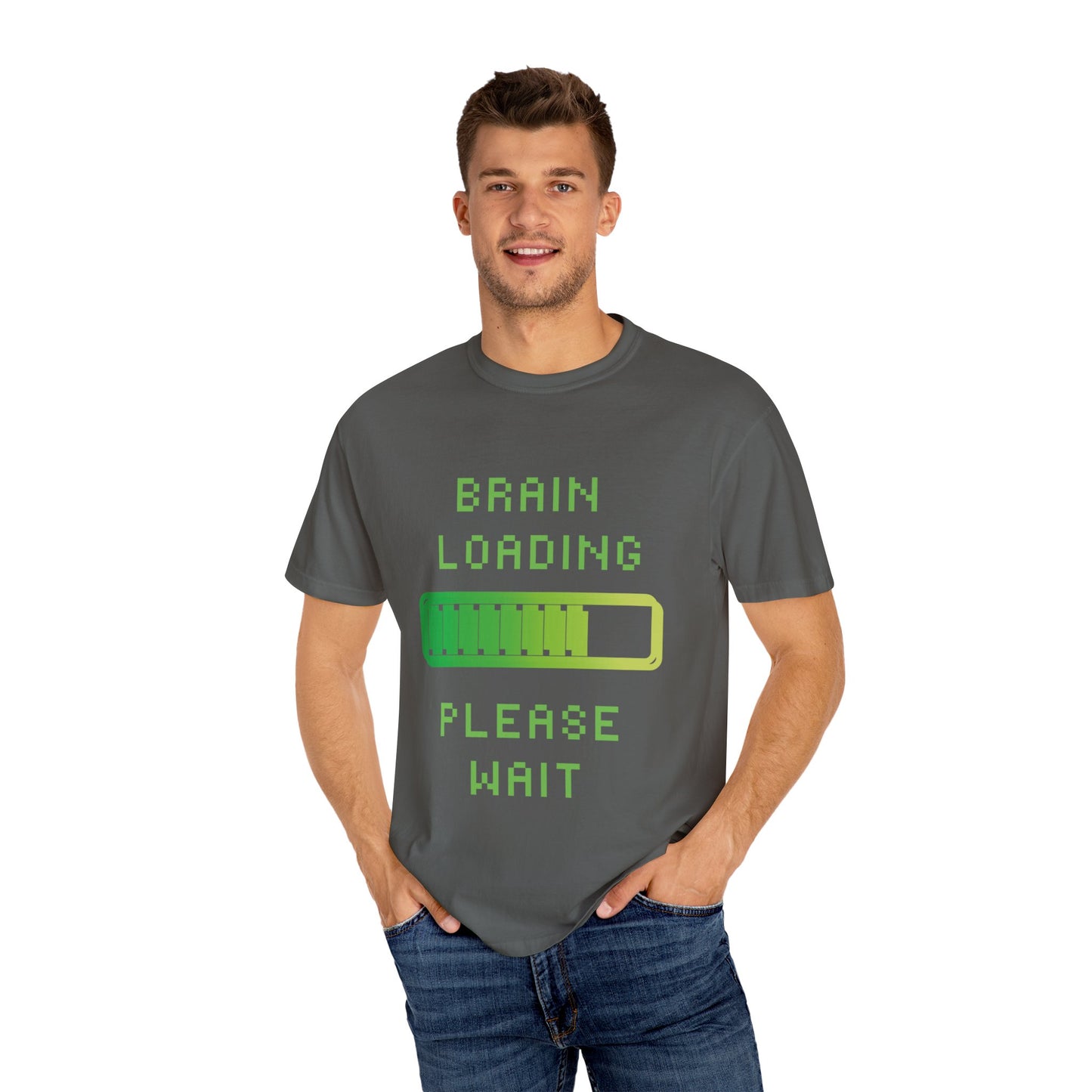 T-Shirt Loading Awareness T-Shirt - 8-bit Humor Gamer Gift Brain Loading Tee Unisex Graphic Shirt Quirky Humor Clothing
