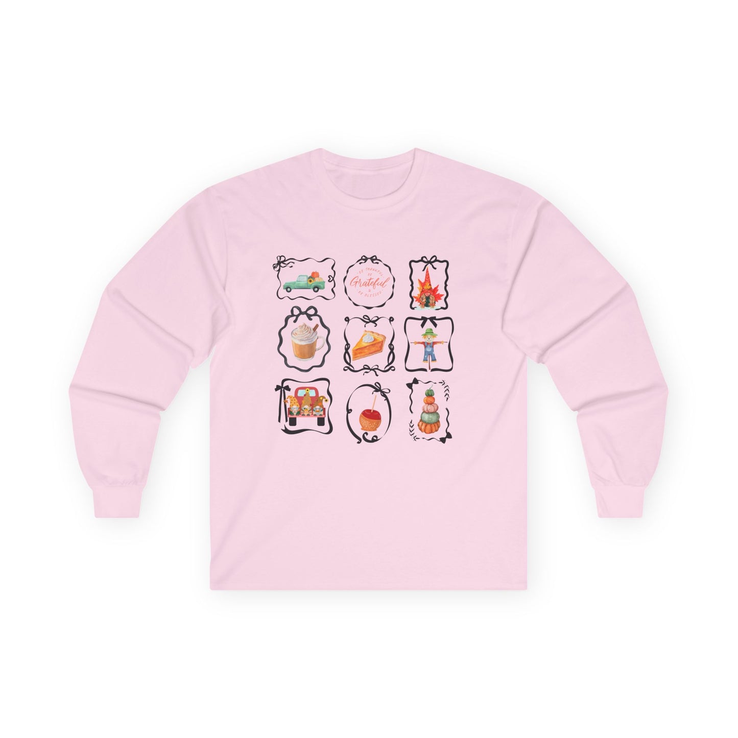 T-Shirt Cozy Holiday Long Sleeve Tee Unisex Cotton Tee Perfect Gift for Christmas Thanksgiving Casual Wear Festive Fall Apparel