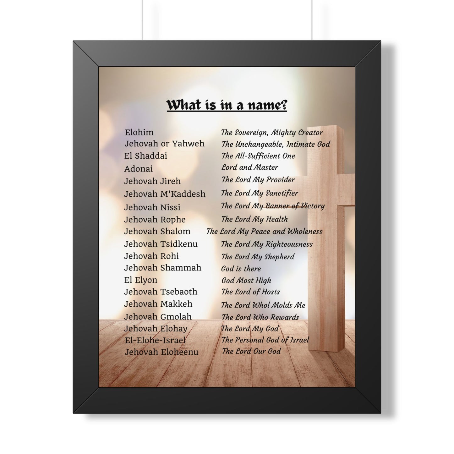 Framed Name Poster Inspirational Wall Art Spiritual Gift Home Decor Unique Name Meaning Print Personalized Artwork Christian