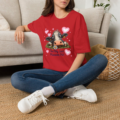 Holy Spirit T-shirt – Funny Faith-inspired Cow Design in 100% Cotton